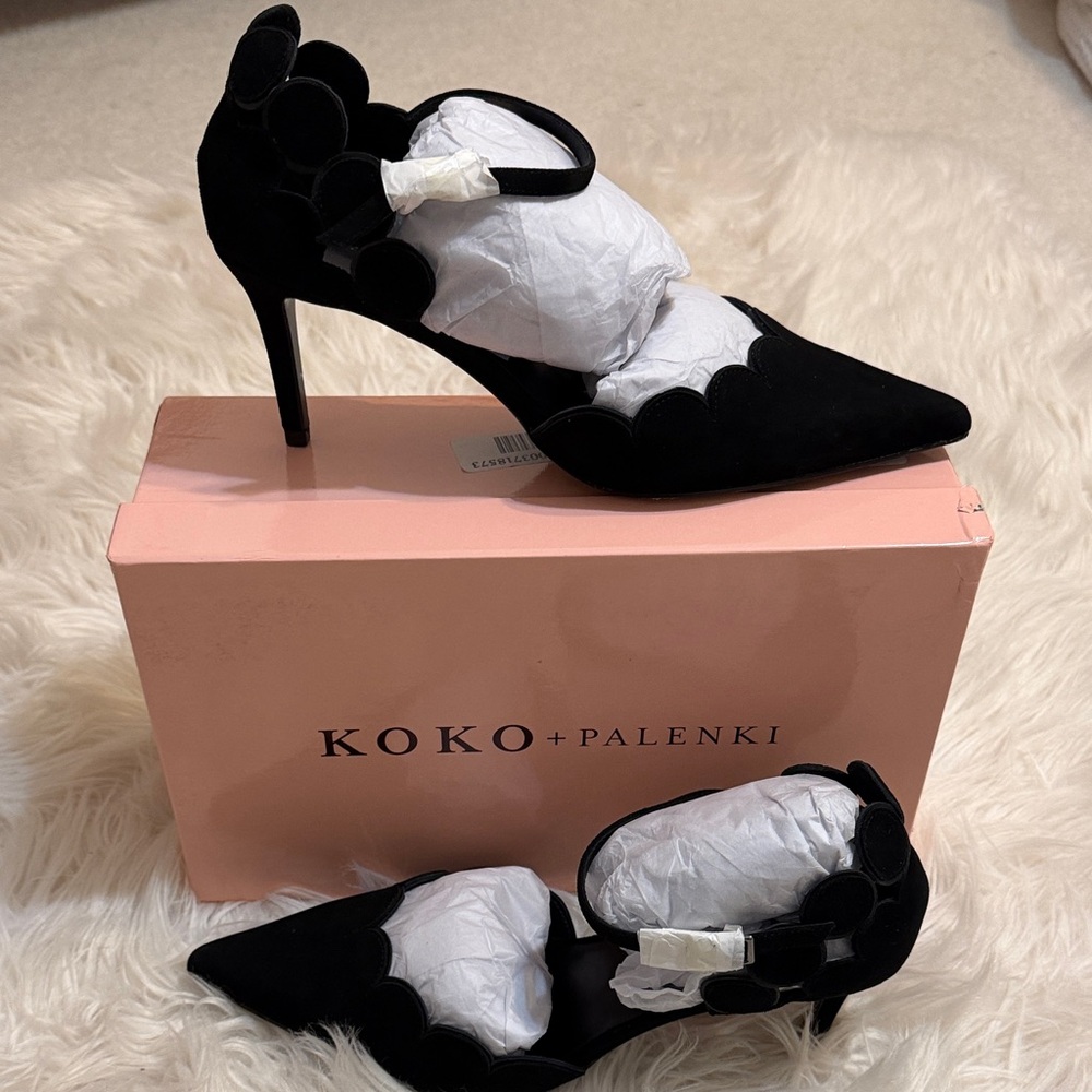 NEW Koko + Palenki Black suede Women's Heels SZ 10